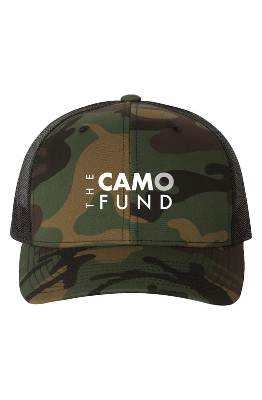 Green Camo/ Black Trucker Cap - Embroidered